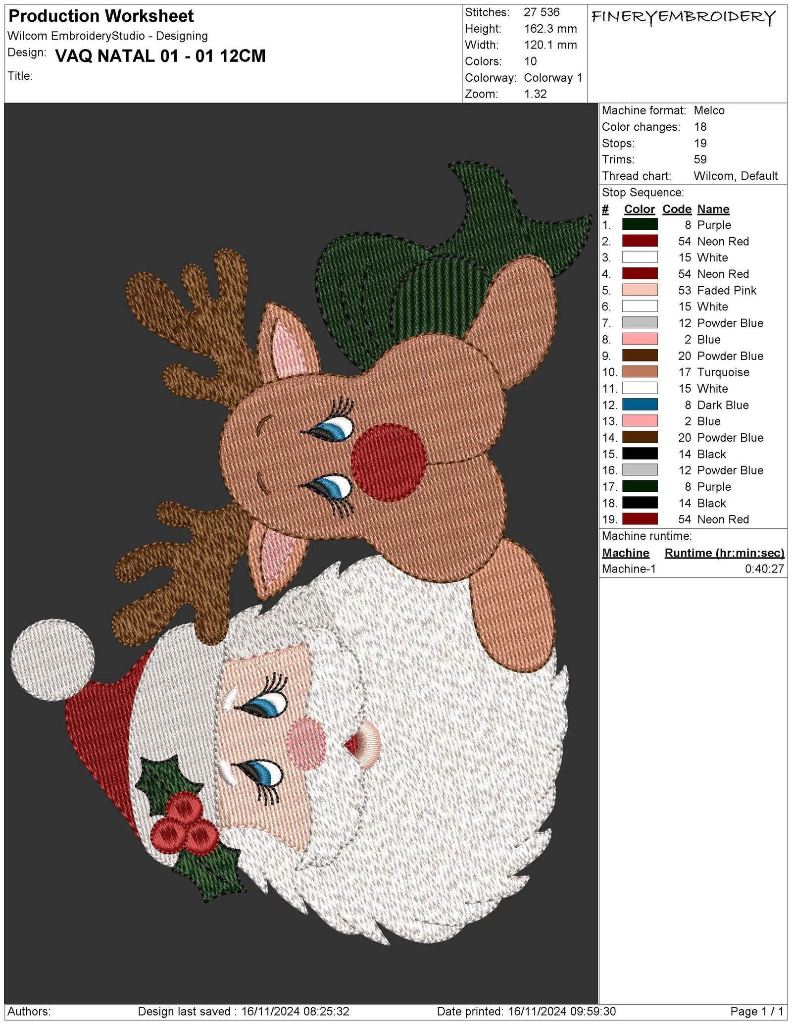 Santa Claus and Rudolph Embroidery Design – Christmas Spirit - Image 3