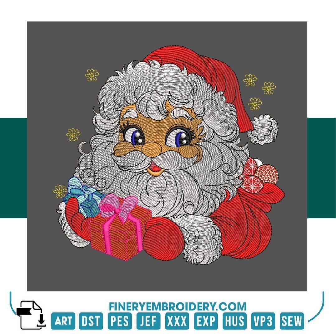 Santa Claus Embroidery Design – Festive Christmas