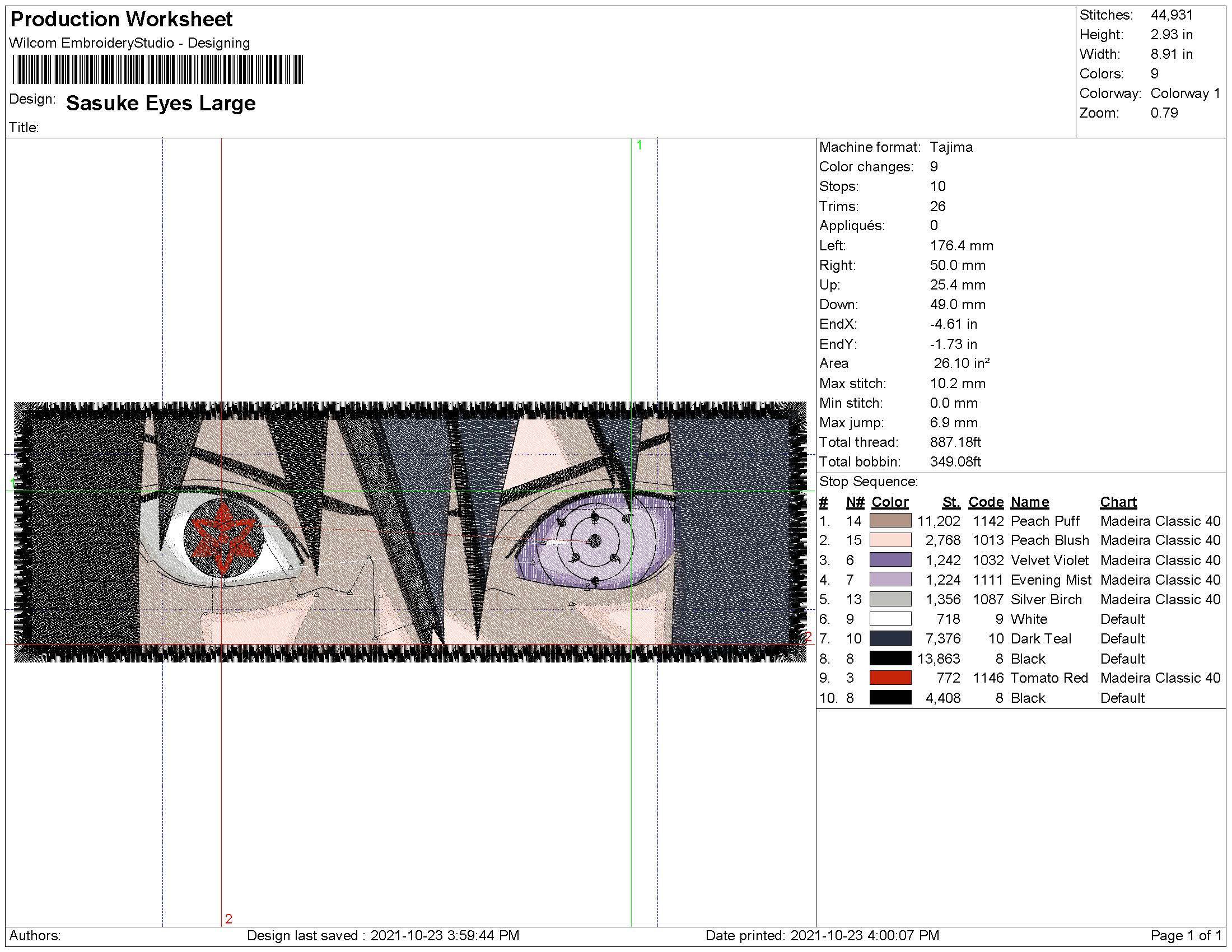 Sasuke Naruto Embroidery Design – 3 Sizes - Image 3