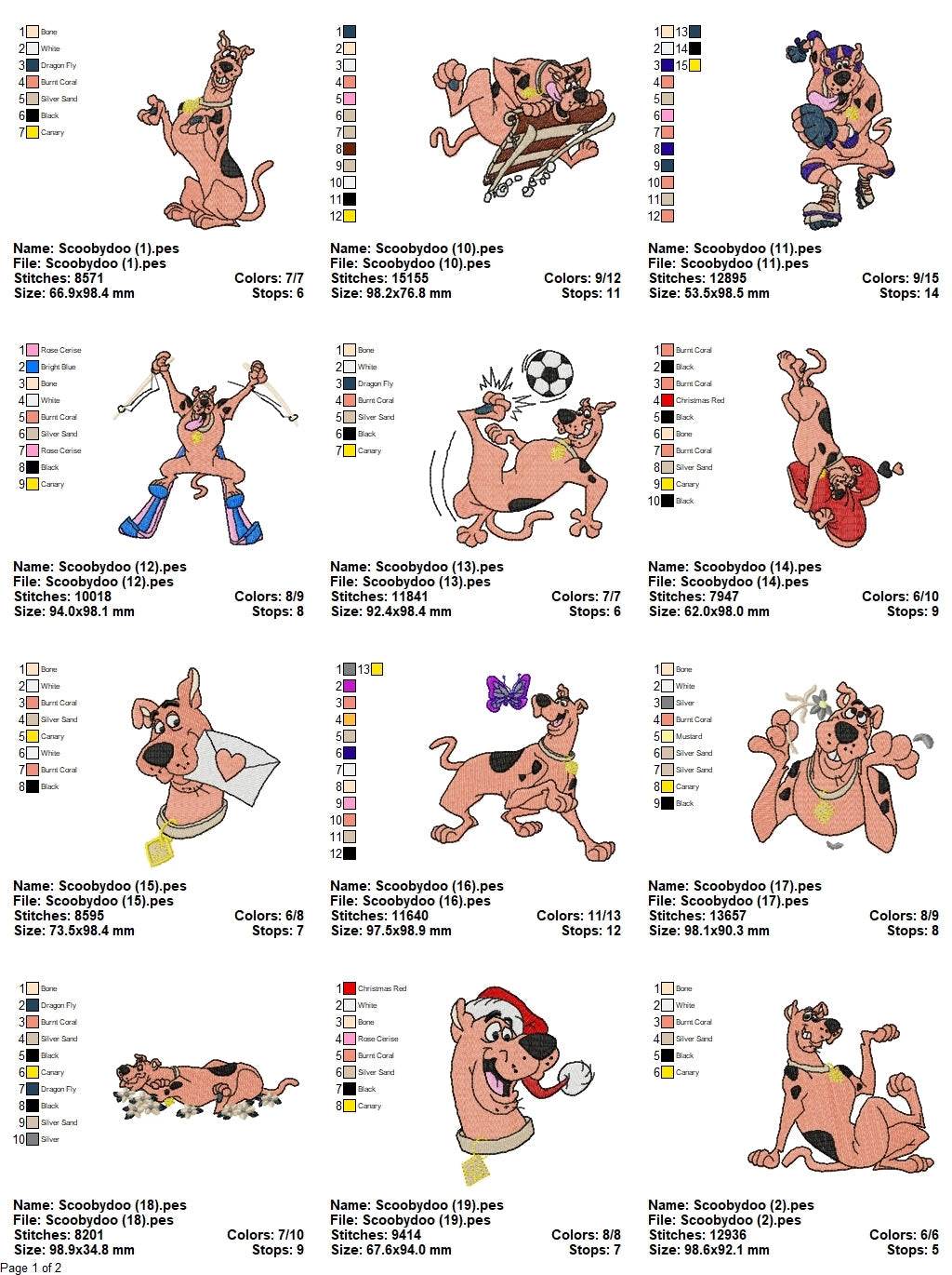 Scooby-Doo - Pack of 21 Designs - Embroidery Design - Image 3