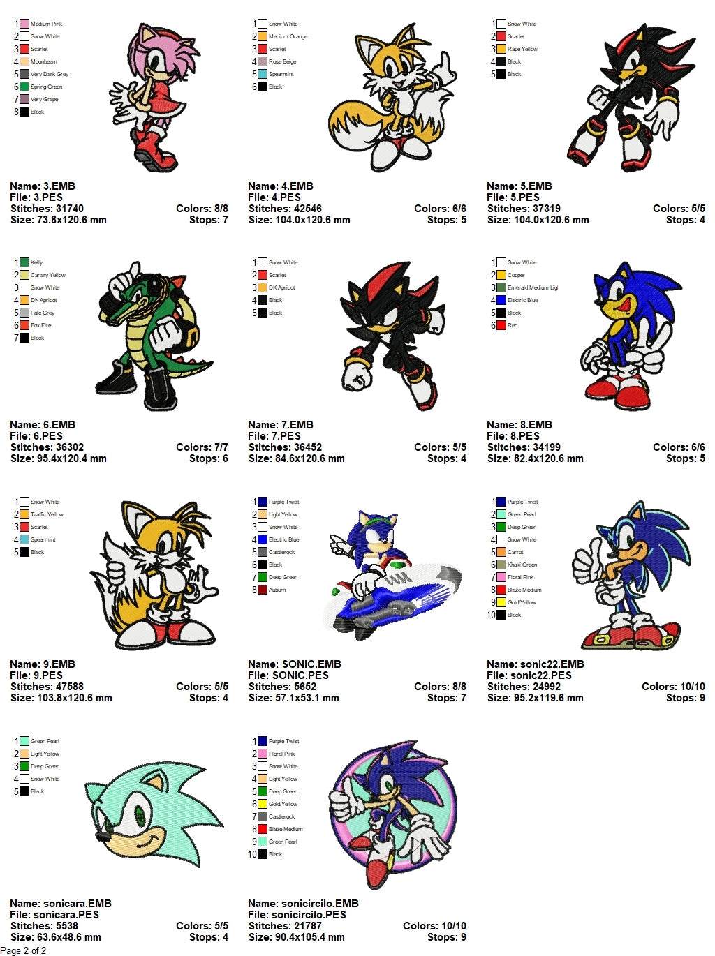 Sonic Forces - Pack of 23 Designs - Embroidery Designs - Image 3