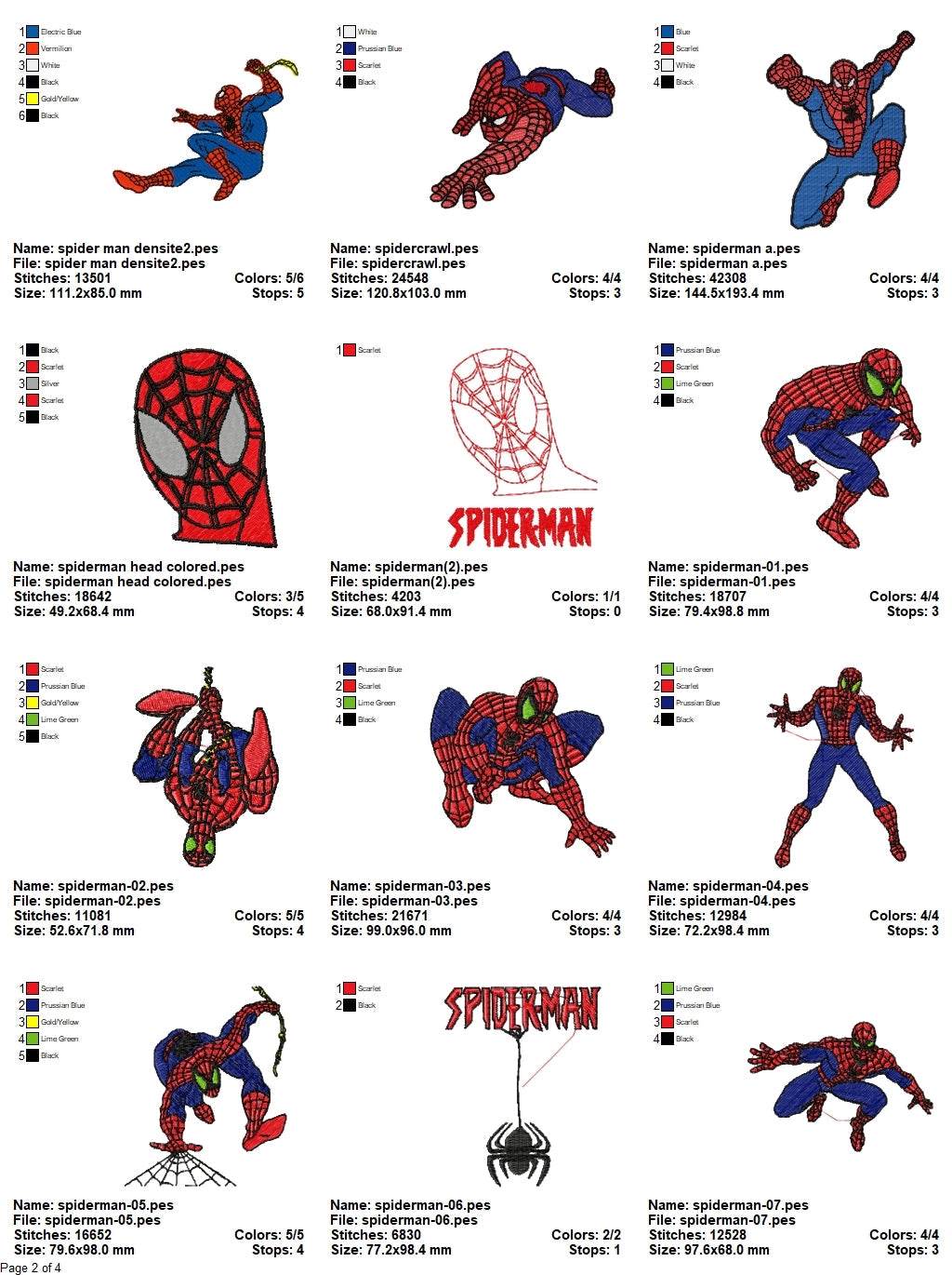 Spiderman Pack of 37 designs - Embroidery Design - Image 3
