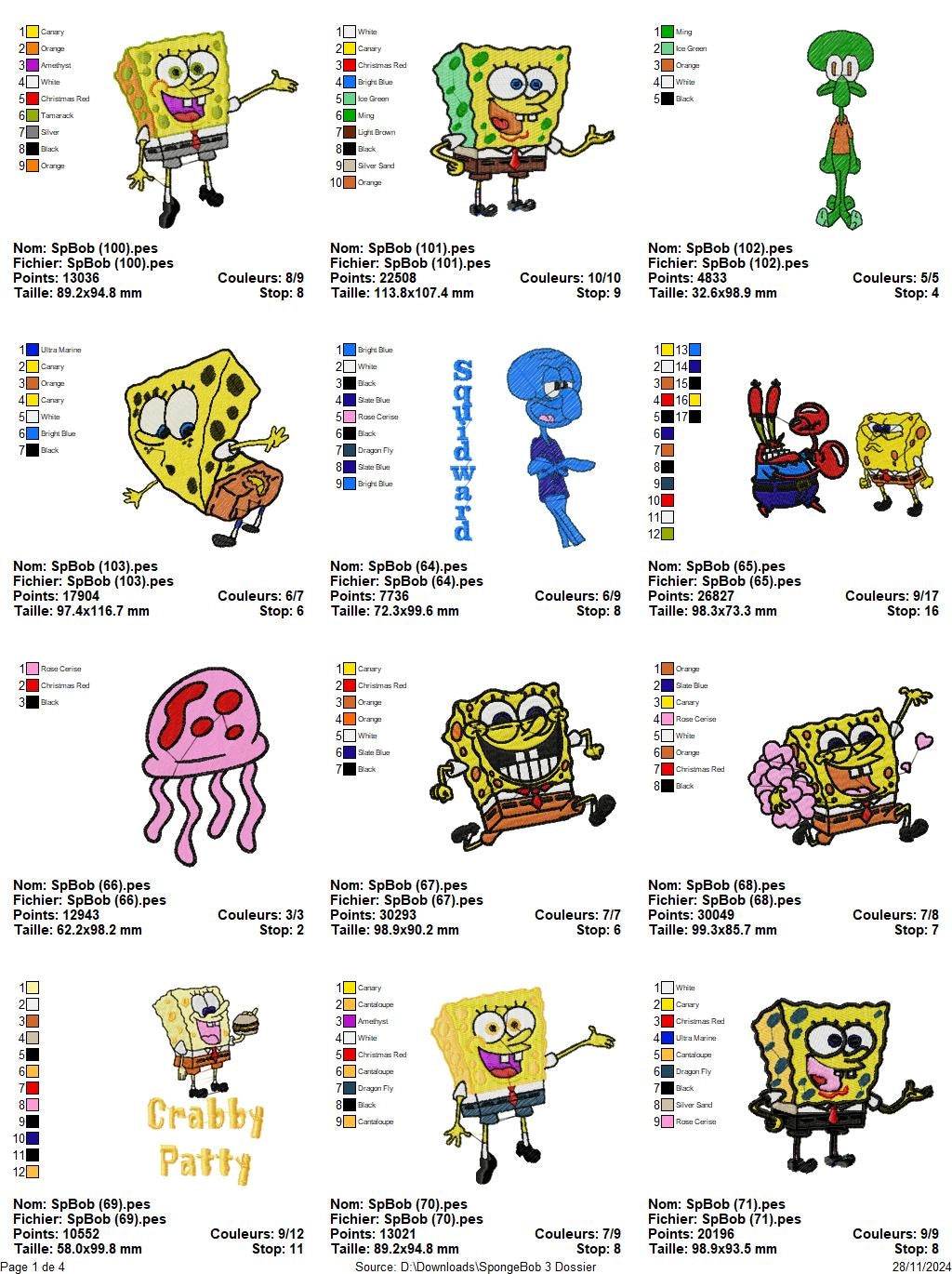 SpongeBob 3 - Pack of 40 Designs - Embroidery Design - Image 3