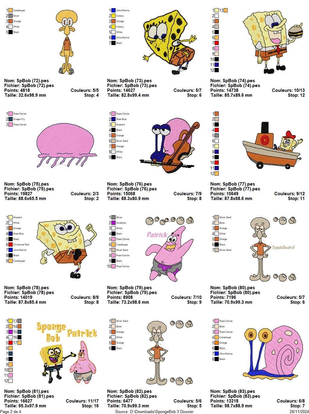 SpongeBob 3 - Pack of 40 Designs - Embroidery Design - Image 4