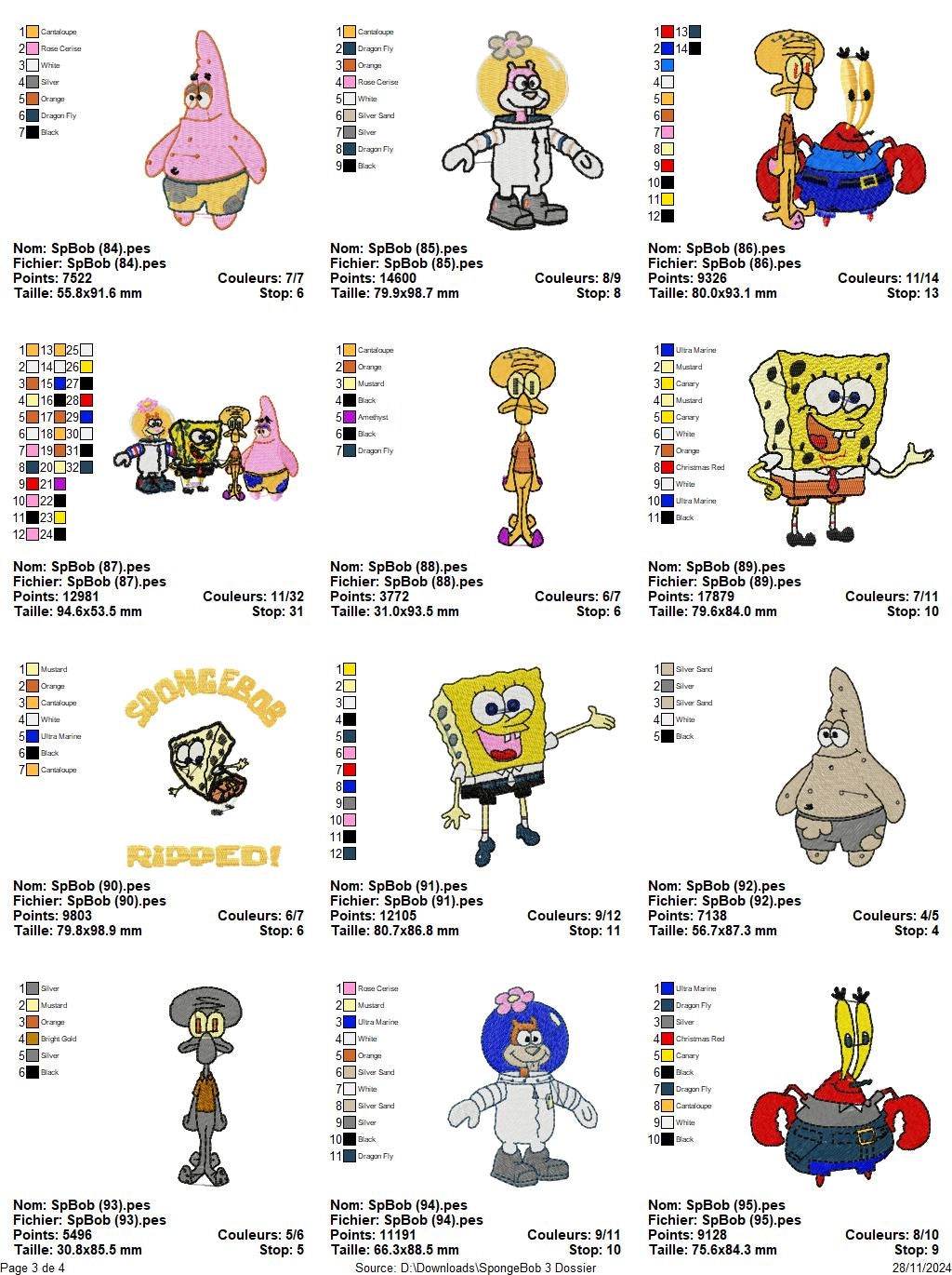 SpongeBob 3 - Pack of 40 Designs - Embroidery Design - Image 5