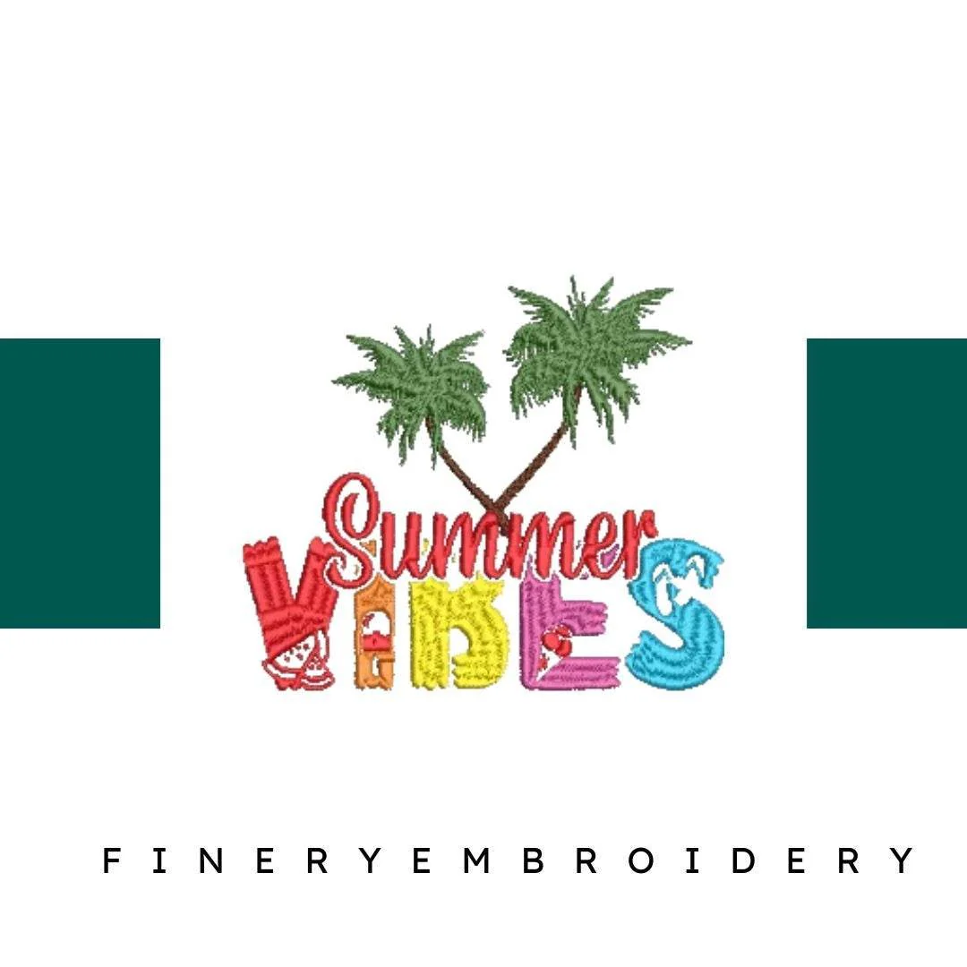 Summer-Vibes-Palm-Trees-Hello - Embroidery Design