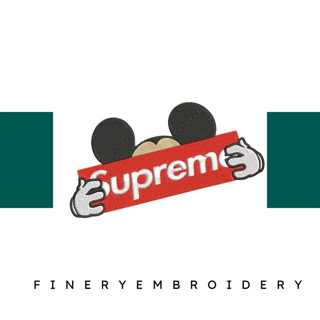 Supreme logo and Mouse inspired - Embroidery Design