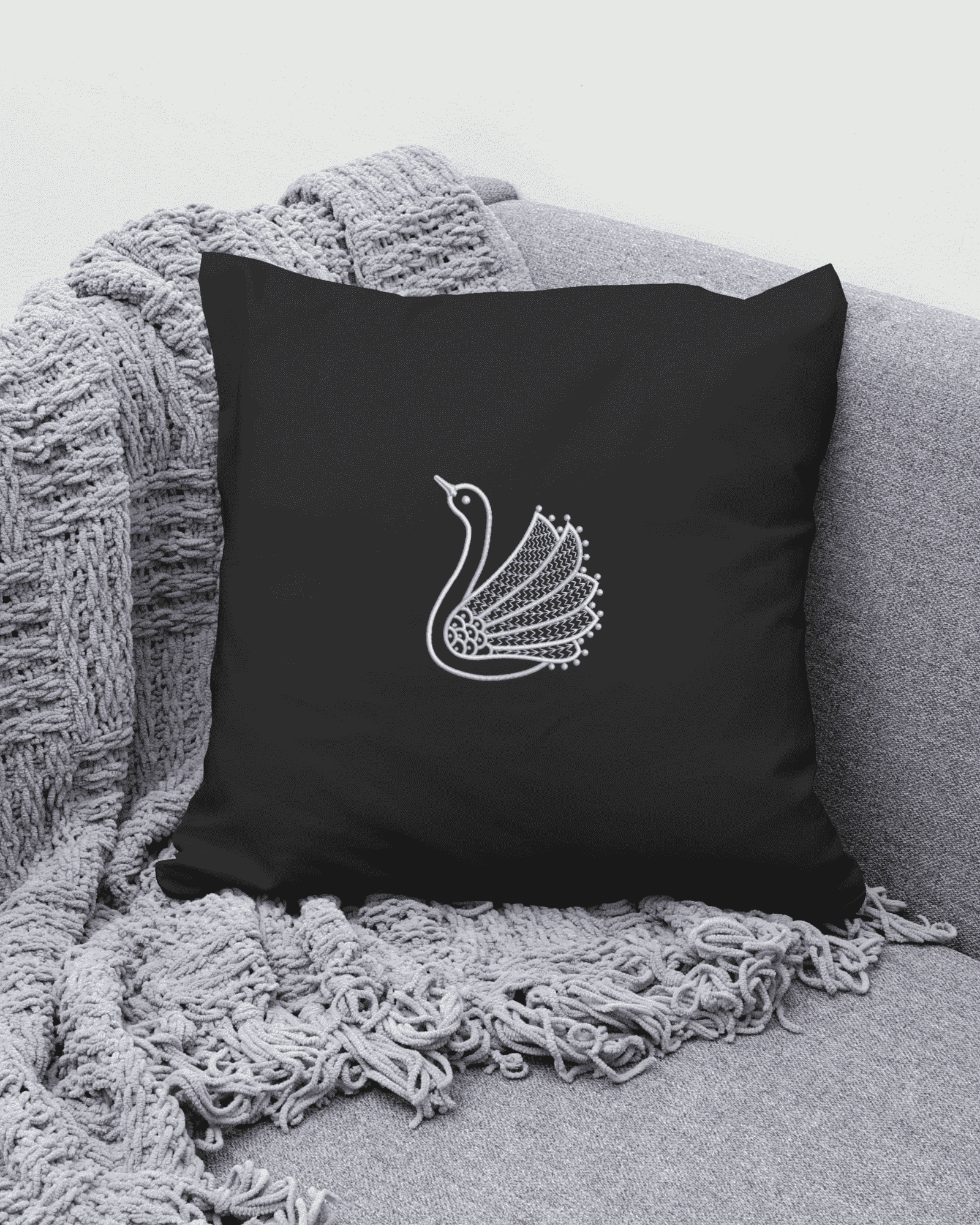 Swan Serenity 10: Exquisite White Embroidery Design - Image 2