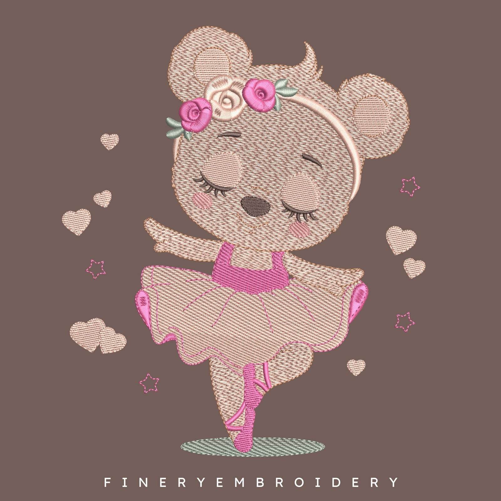 Sweet Ballerina Bear Embroidery Design - 7 Sizes | FineryEmbroidery - Image 2