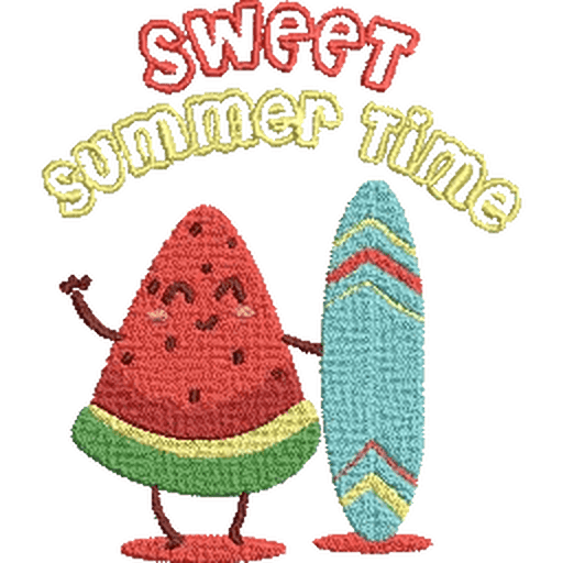 Sweet-Summertime-Watermelon-Surfing - Embroidery Design - Image 2