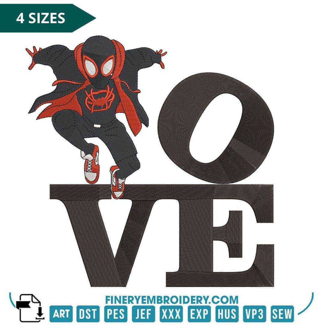 Swing into Love: Miles Morales Spider-man Embroidery Design