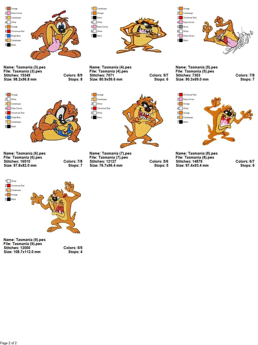 Taz-Mania- Pack of 19 Designs - Embroidery Design - Image 4