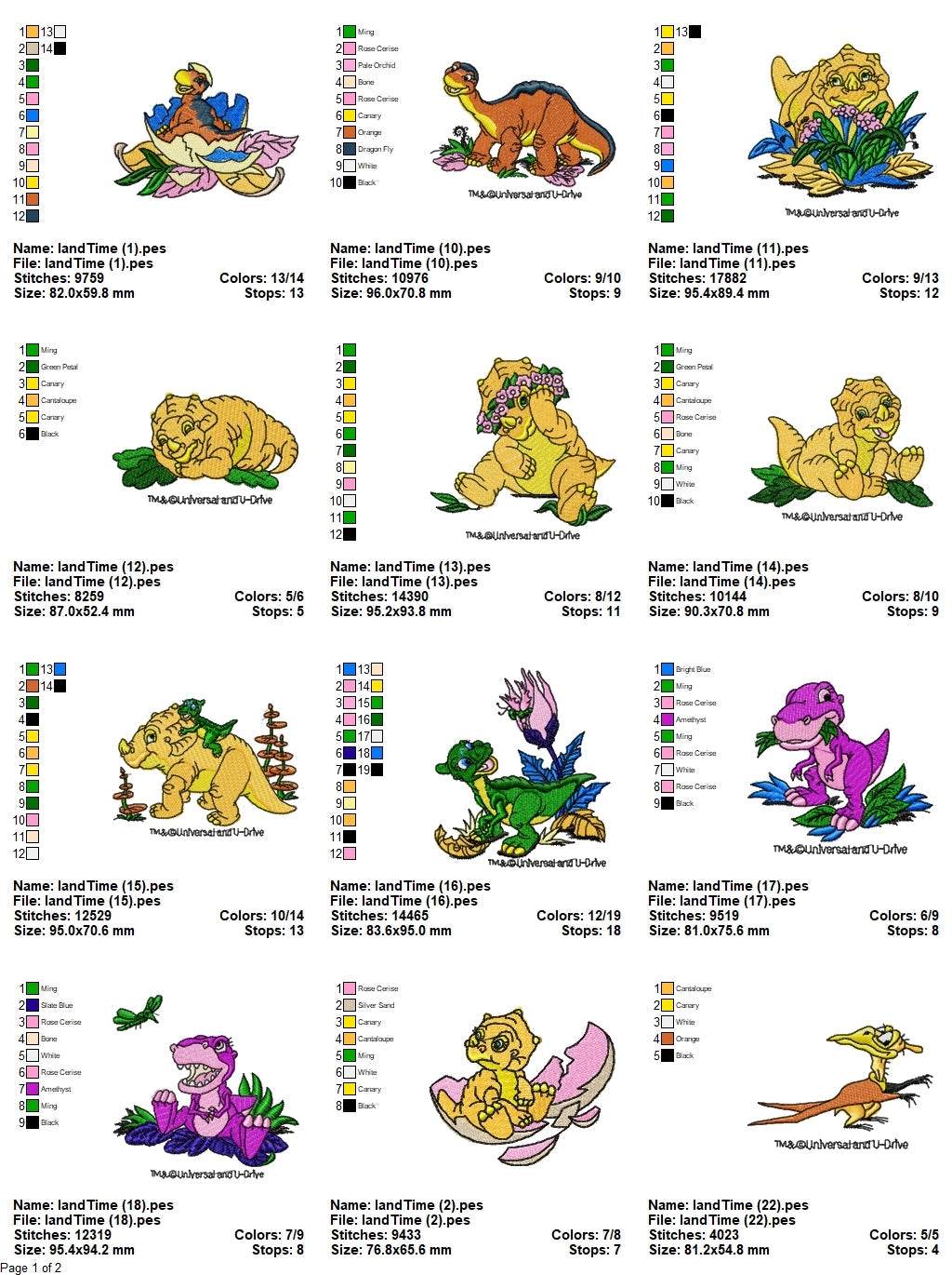 The Land Before Time- Pack of 22 Designs - Embroidery Design - Image 3