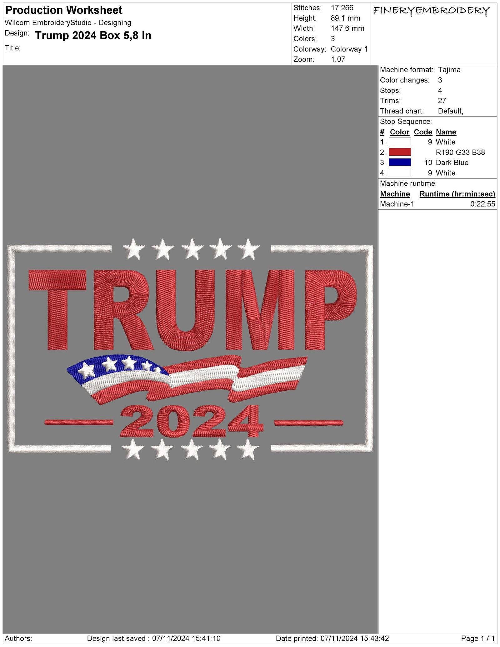 Trump 2024 Embroidery Design - Patriotic Election - Image 3