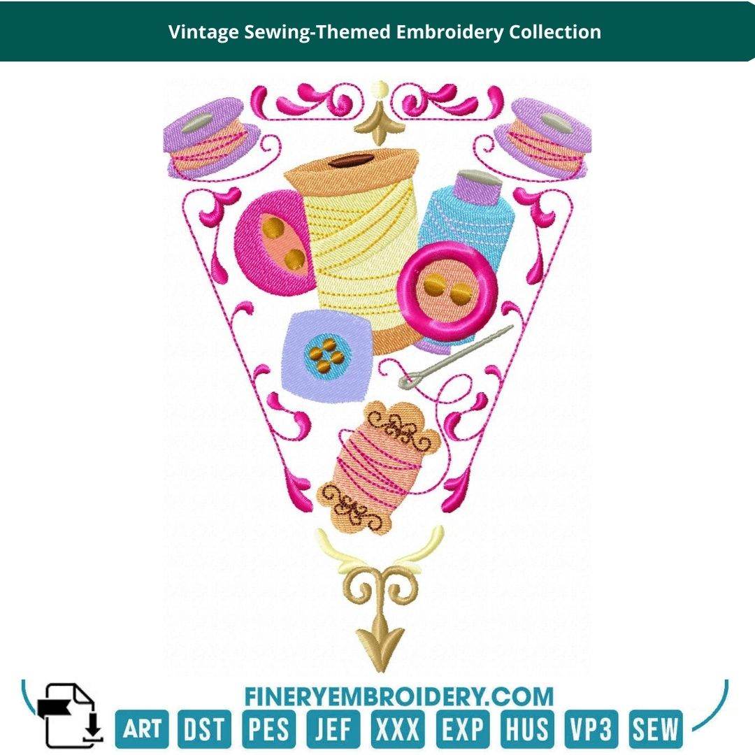 Vintage Sewing-Themed Embroidery Collection β Elegant Designs - Image 7