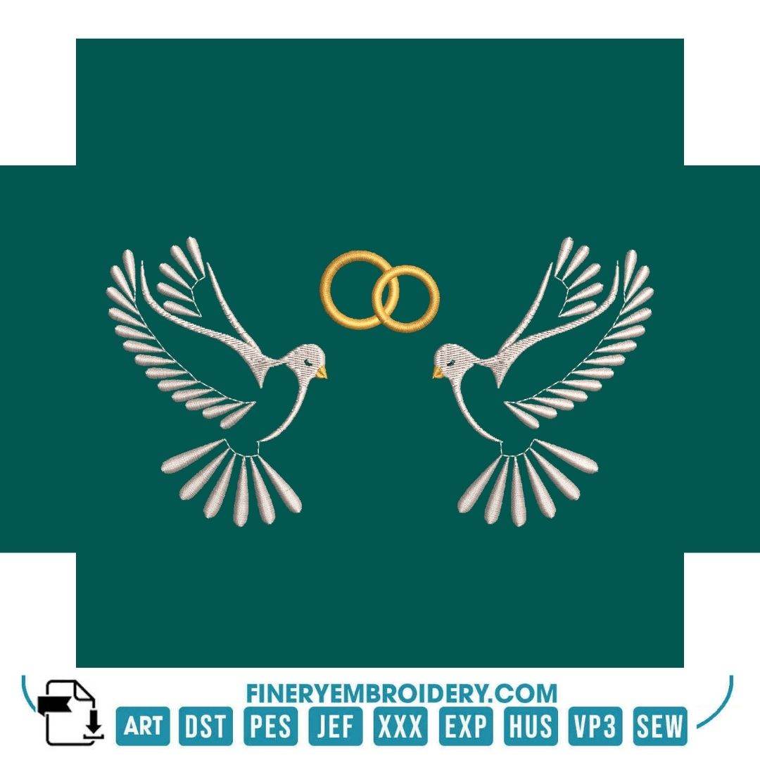 Wedding Rings Embroidery 4 Designs Pack - Elegant Love and Marriage - Image 4