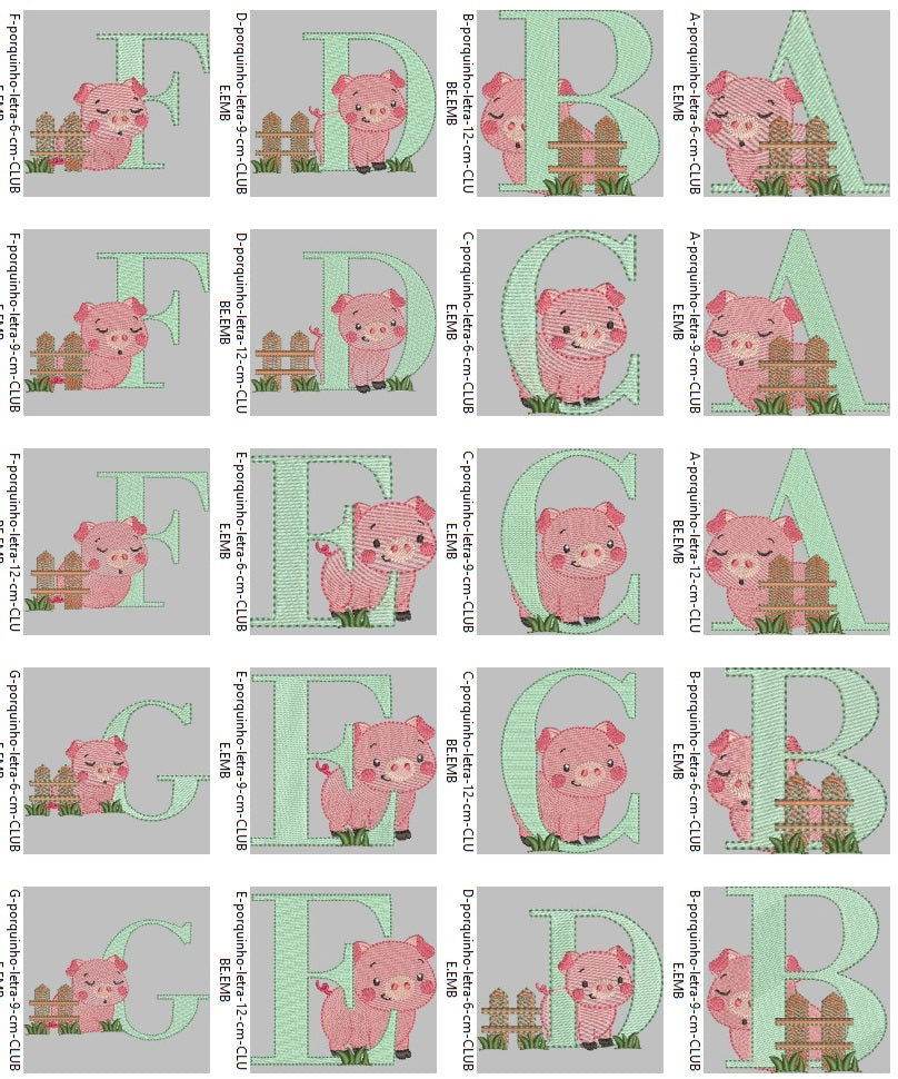Whimsical Piglet Alphabet Embroidery Collection (A to Z) - Image 2