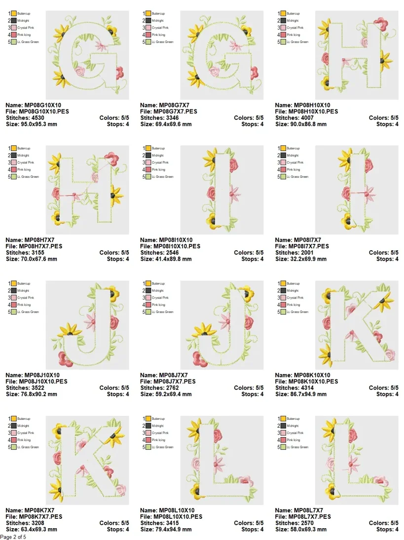 Wildflower Outline Alphabet Embroidery Set – Hand-Drawn Floral Letters A to Z - Image 3