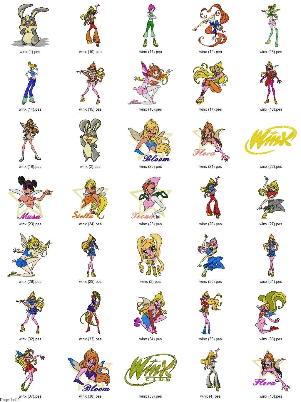 Winx- Pack of 52 Designs - Embroidery Design - Image 3