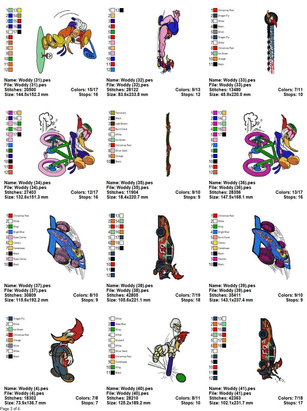 Woody Woodpecker- Pack of 42 Designs - Embroidery Design - Image 5