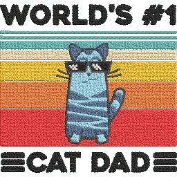 Worlds-No-1-Cat-Dad - Father Embroidery Design - Image 2
