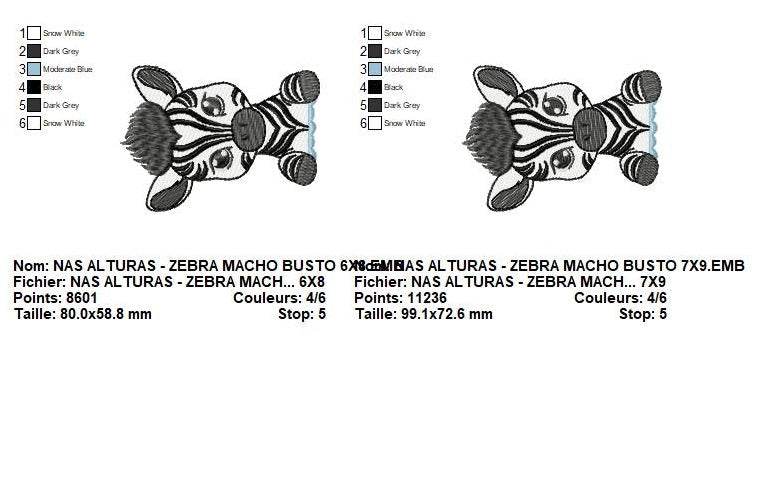 Zebra Duo Embroidery Design Pack – Male and Female Busts in Multiple Sizes - Image 5