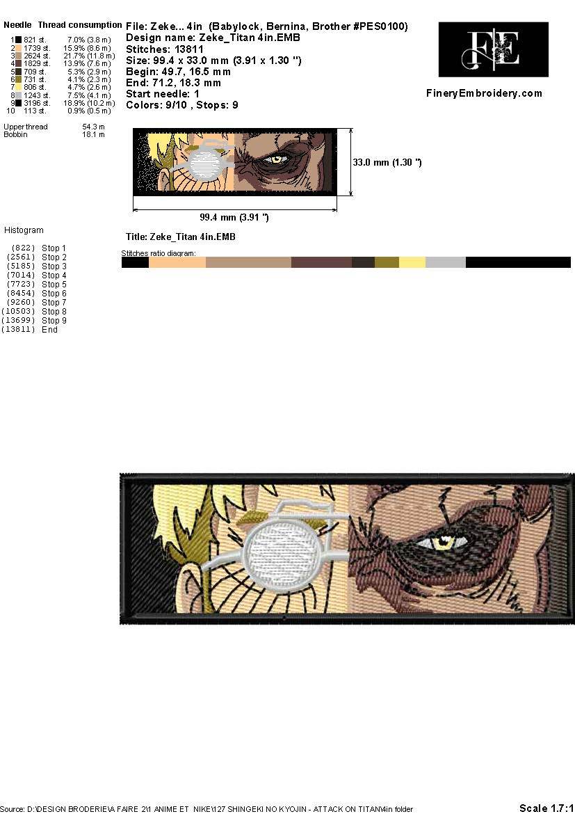 Zeke Jaeger Embroidery Design – Attack on Titan’s Beastly Duality - Image 2